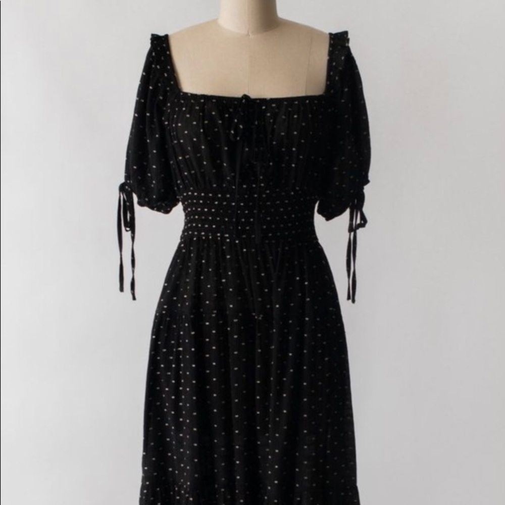 Adored Vintage Black Dress Embroidered